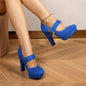 [Retro Heeled Pumps] Women's Retro Style Round Toe High Heeled Pumps, Buckle Platform Block Heel Shoes, Women's Footwear NovaCart