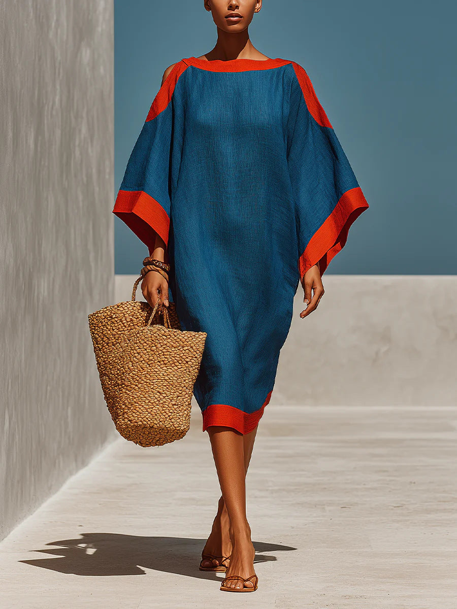 Loose-Fit Three-Quarter Sleeve Mid-Length Dress – 4 Colors S–3XL FitiqueFit