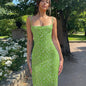 Women's Slim Fit Printed Backless Dress FitiqueFit