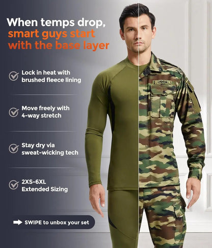 Thermal Underwear Long Johns Set Mens Winter Gift Hunting Gear Sport Base Layer Bottom Top