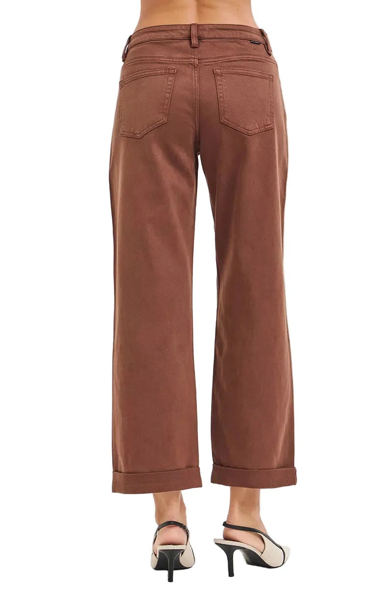 RISEN Full Size Tummy Control Mid Rise Ankle Barrel Baggy Plus Size Garden Naked Curves