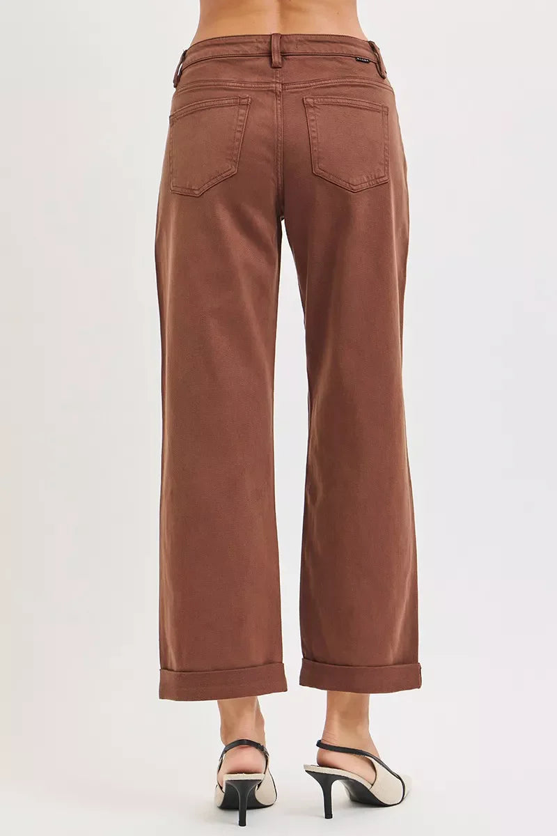 RISEN Full Size Tummy Control Mid Rise Ankle Barrel Baggy Plus Size West2East Surf