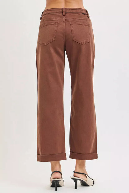 RISEN Full Size Tummy Control Mid Rise Ankle Barrel Baggy Plus Size West2East Surf