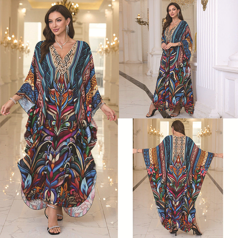Fashion Personalized Cotton Printed Beach Dress Women Grayceful LLC
