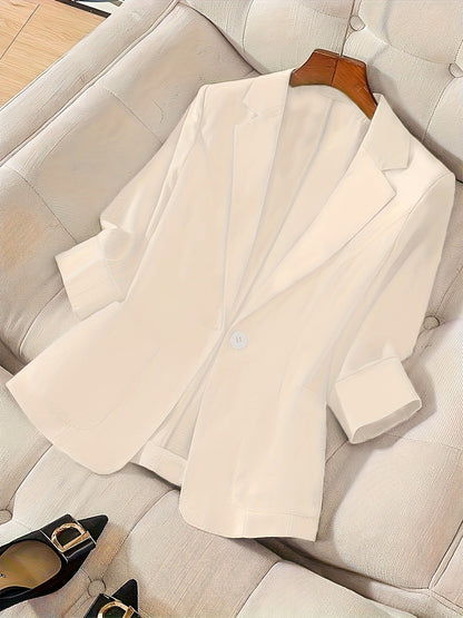 Women's Three-Quarter Sleeve Single-Button Casual Blazer FitiqueFit