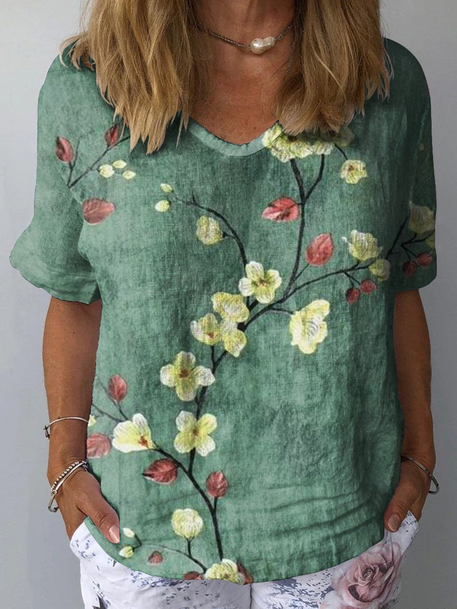 Artistic Retro Digital Print Pullover Top – Women’s Chinese Style FitiqueFit