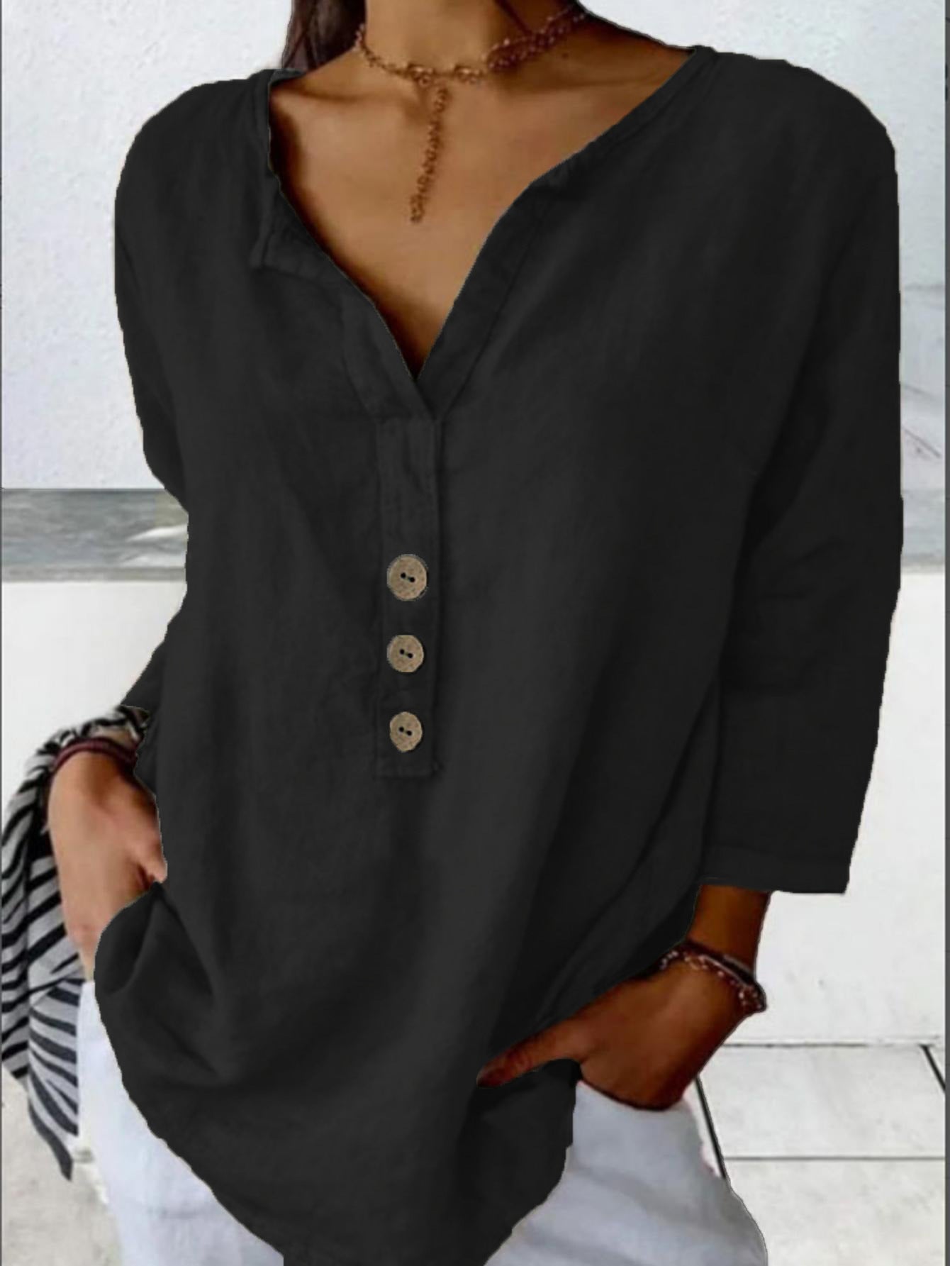 Modern Notched-Collar Button-Down Shirt – Relaxed Chic Staple FitiqueFit