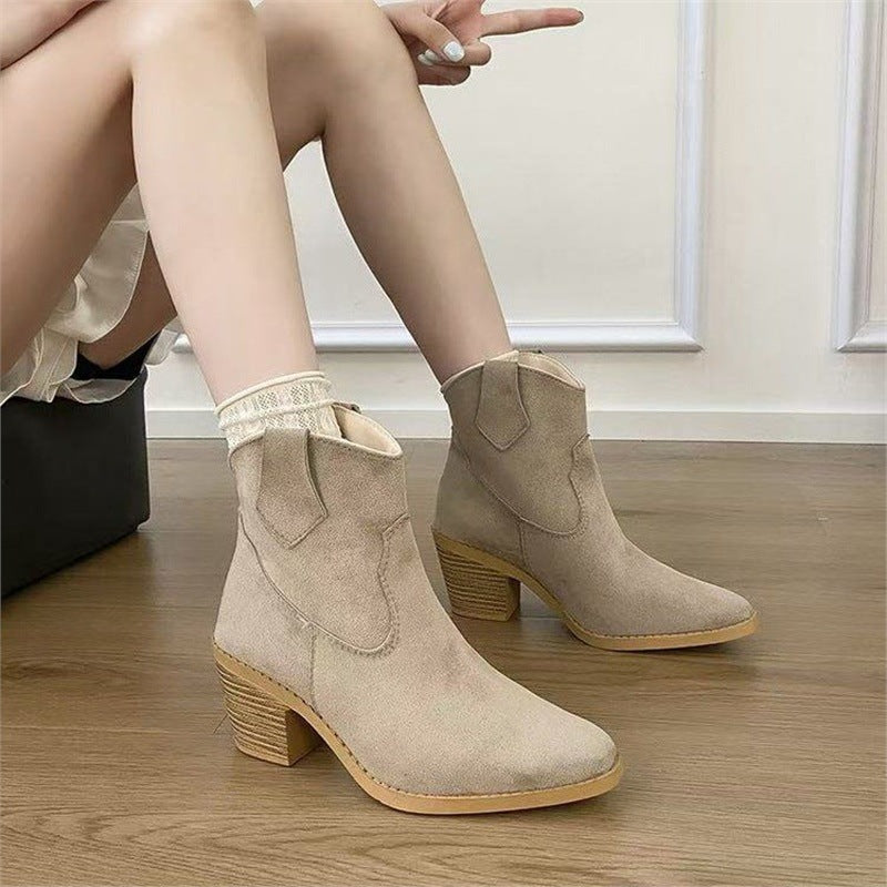 Women’s Retro Sock Cuff Booties – Stylish Ankle Boots with Stretch Cuff FitiqueFit
