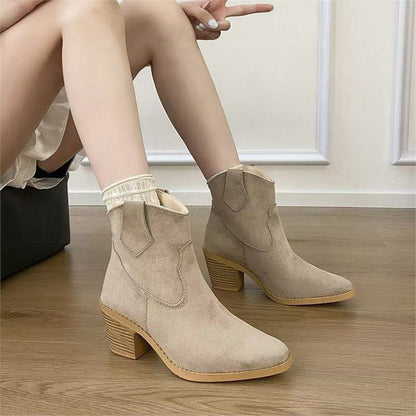 Women’s Retro Sock Cuff Booties – Stylish Ankle Boots with Stretch Cuff FitiqueFit