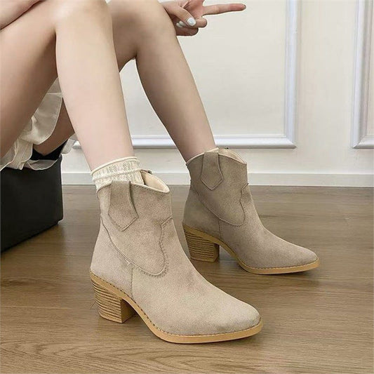 Women’s Retro Sock Cuff Booties – Stylish Ankle Boots with Stretch Cuff FitiqueFit