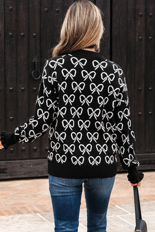 Bow Zipped Collar Drop Shoulder Sweater Shop Style & More | Fresh Looks, Everyday Deals & Free Shipping