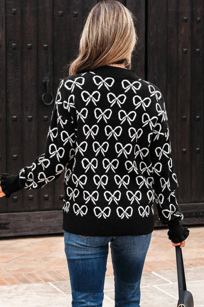 Bow Zipped Collar Drop Shoulder Sweater Shop Style & More | Fresh Looks, Everyday Deals & Free Shipping