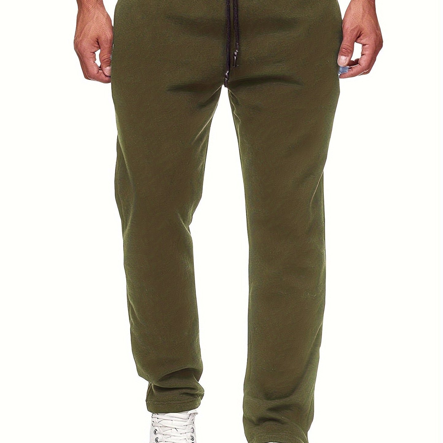 Men'S Fashion Casual Solid Color Fleece-Lined Joggers NovaCart