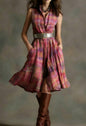 Women's Plaid Collared Sleeveless Fitted Waist Dress FitiqueFit