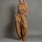 Women's Sleeveless High-Waist Wide-Leg Pleated Jumpsuit FitiqueFit