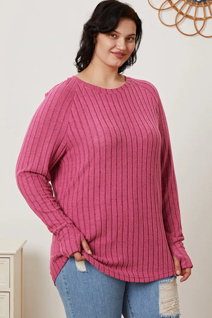 Basic Bae Full Size Ribbed Thumbhole Sleeve T-Shirt New Era Fashion LLc