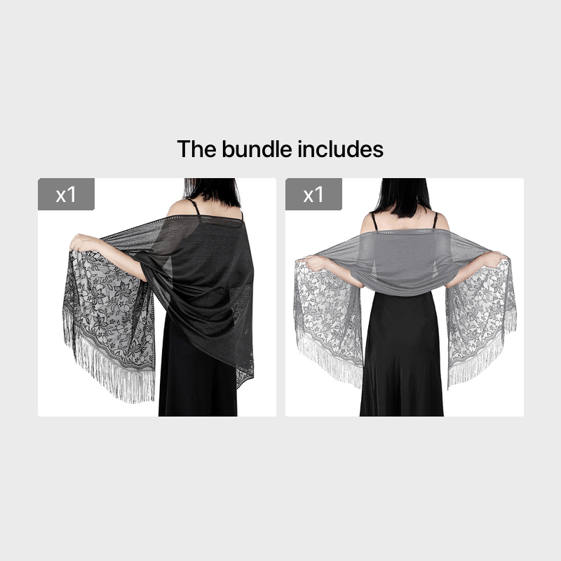 Women's Casual Shawl Wrap - Solid Color, Lightweight Polyester Knit - Going Out Essentials | Fringe Trim | Floral Lace Details NovaCart