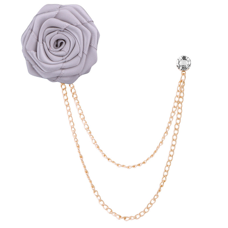 Men's Wedding Ceremony Groom Handmade Rose Chain Brooch NovaCart
