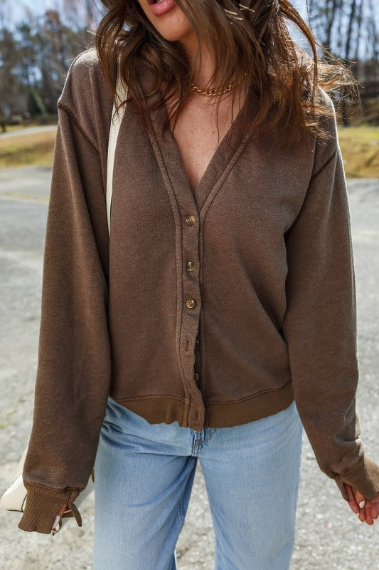 Solid Button Front V-Neck Cardigan Shop Style & More | Fresh Looks, Everyday Deals & Free Shipping