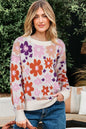 Floral Ribbed Trim Drop Shoulder Sweater Shop Style & More | Fresh Looks, Everyday Deals & Free Shipping