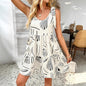 Resort-Style Casual Strappy Printed Slip Dress FitiqueFit