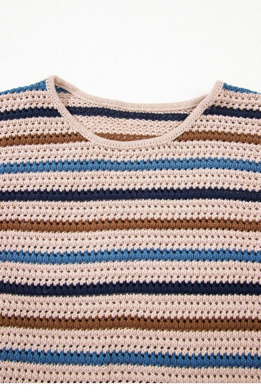 Stripe Drop Shoulder Round Neck Sweater Shop Style & More | Fresh Looks, Everyday Deals & Free Shipping