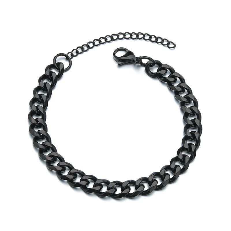 3/5/7/mm Fashion Simple Stainless Steel Cuban Chain Bracelet For Men And Women NovaCart