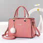 Solid Color Faux Leather Shoulder Bag - Detachable Strap, Zip Closure, Multi-Layer Crossbody Design, Polyester Lining, Fade-Resistant, Pom-Pom Pendant - The Perfect Holiday Gift for Valentine'S Day, Mother'S Day NovaCart