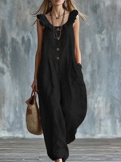 Women's Sleeveless Button-Down Tank Jumpsuit FitiqueFit