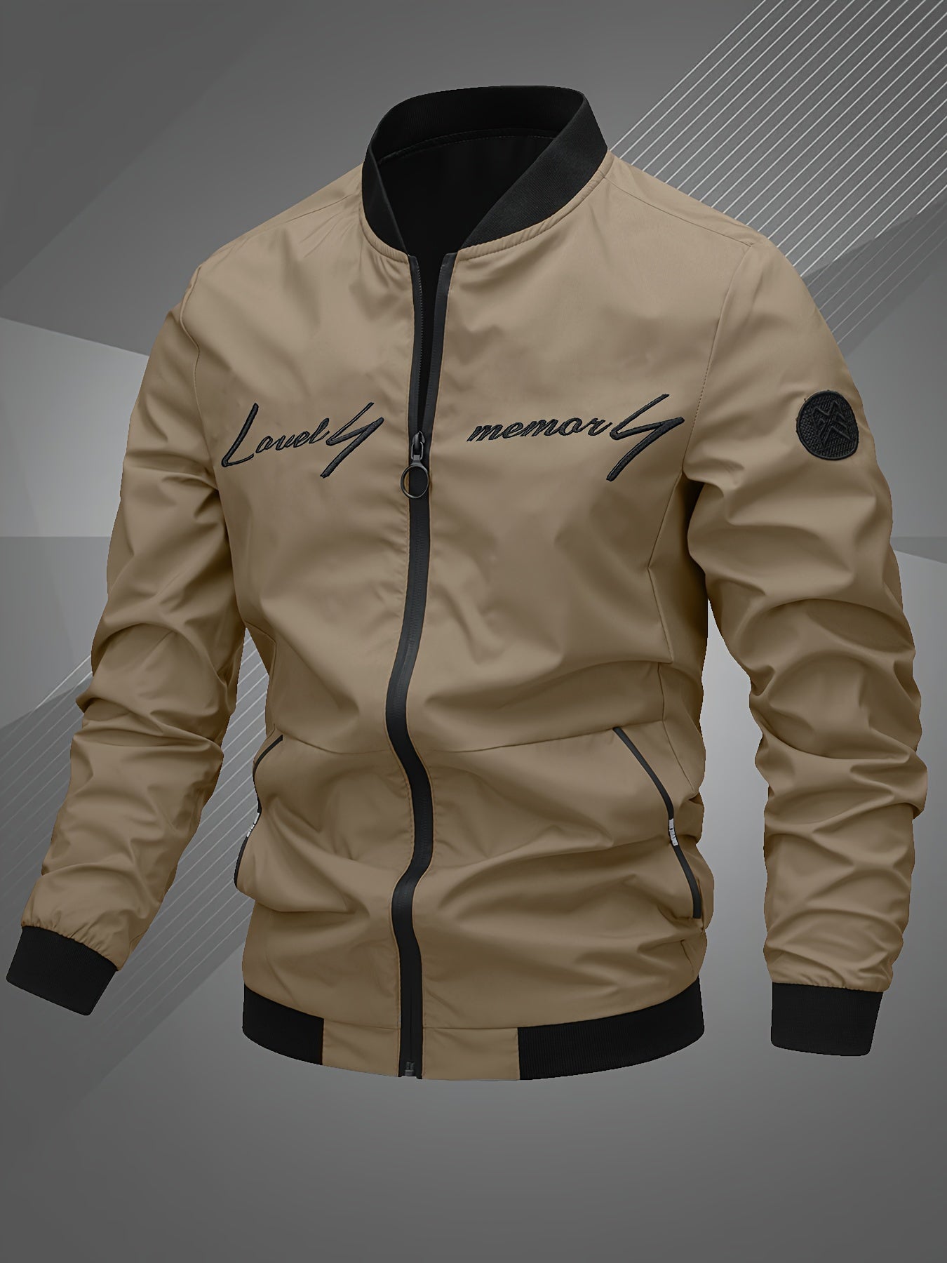 Men'S Letter Embroidered Casual Bomber Jacket, Mens Winter Jackets And Coats, Fridays Items, Mens Gifts Ideas, Gifts for Men, Thermal Wear for Men, Christmas Gifts, Suitable for Everyday Life, Home, Outdoor, Work, And Leisure NovaCart