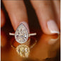 4CT Pear Diamond Veneer Cubic Zirconia halo 14K Gold Ring. 635R71421K