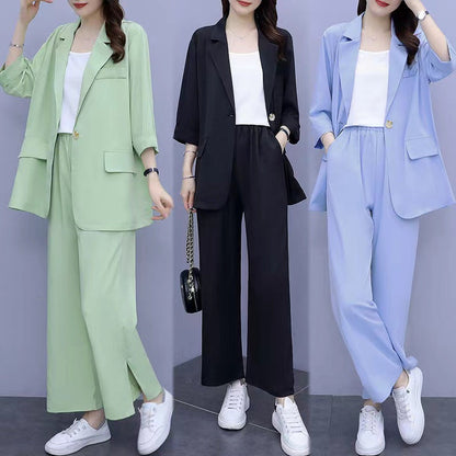 Long Sleeve Suit Jacket & Pants Two-Piece Set – 3 Colors, M–6XL FitiqueFit