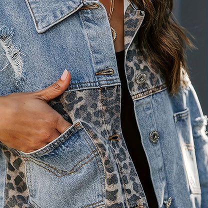 Women's Cropped Distressed Denim Jacket FitiqueFit