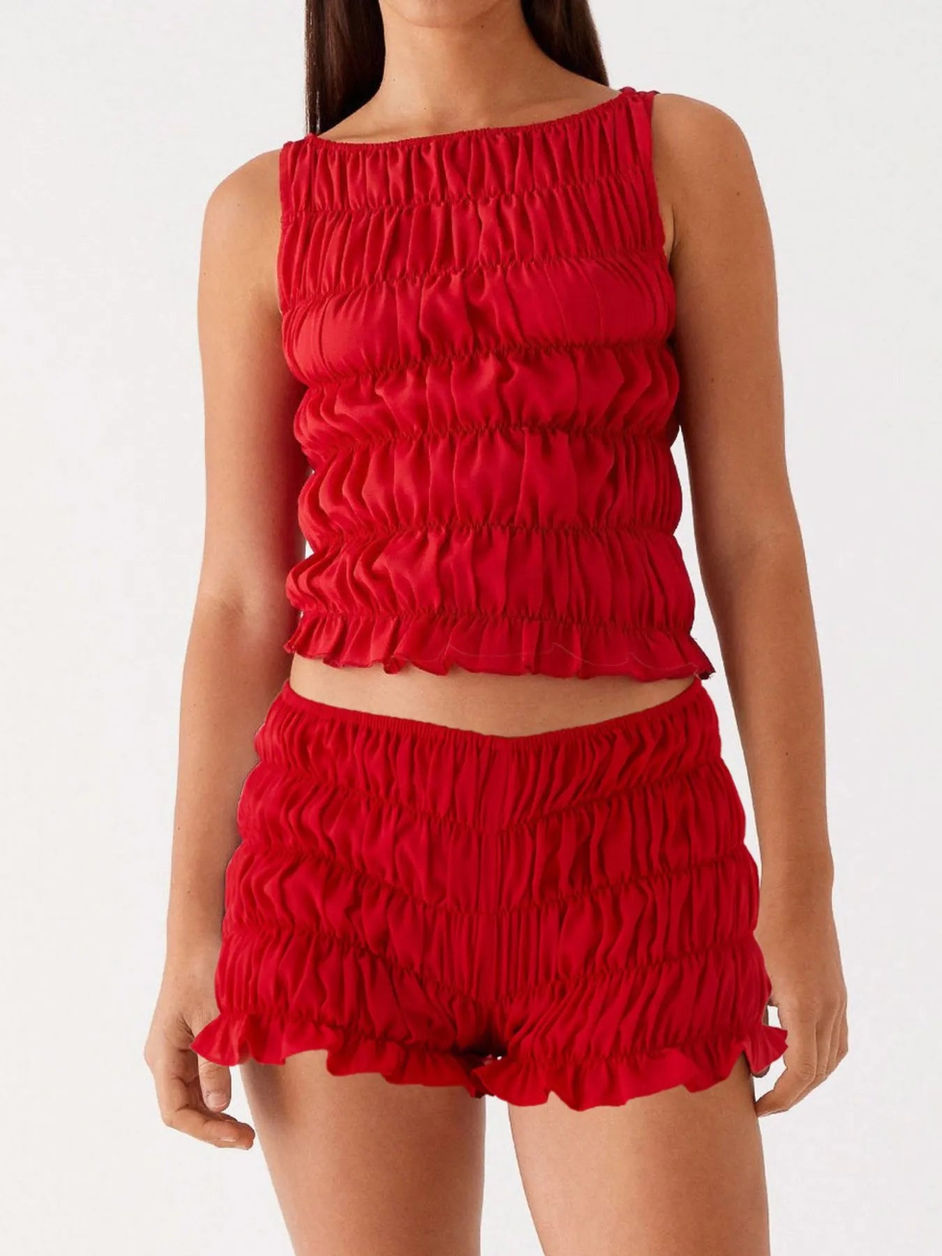 Ruched Texture Tank and Shorts Two-Piece Set New Era Fashion LLc