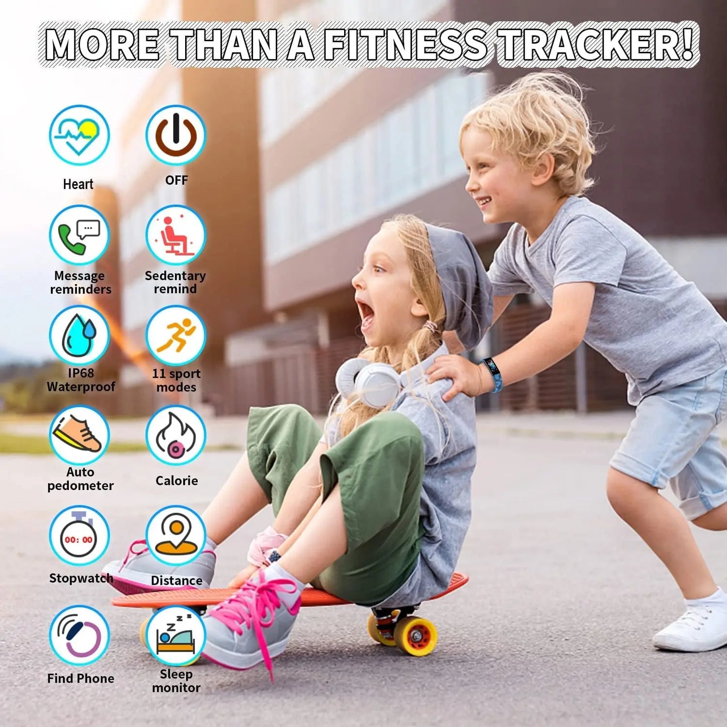 Exciting Kids Fitness Tracker Watch - Activity Tracker with Pedometer, Stopwatch & 11 Sport Modes - IP68 Waterproof Smart Watch for Ages 6-16