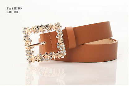 2023 Women'S Fashion Accessory, Elegant Alloy Rhinestone Pin Buckle Belt, Versatile Dress Decorative Accessory, Casual & Sporty Style, Hand Washable - Ideal for Weekend and Festive Occasions, Weekend Casual Wear|Elegant Acces NovaCart