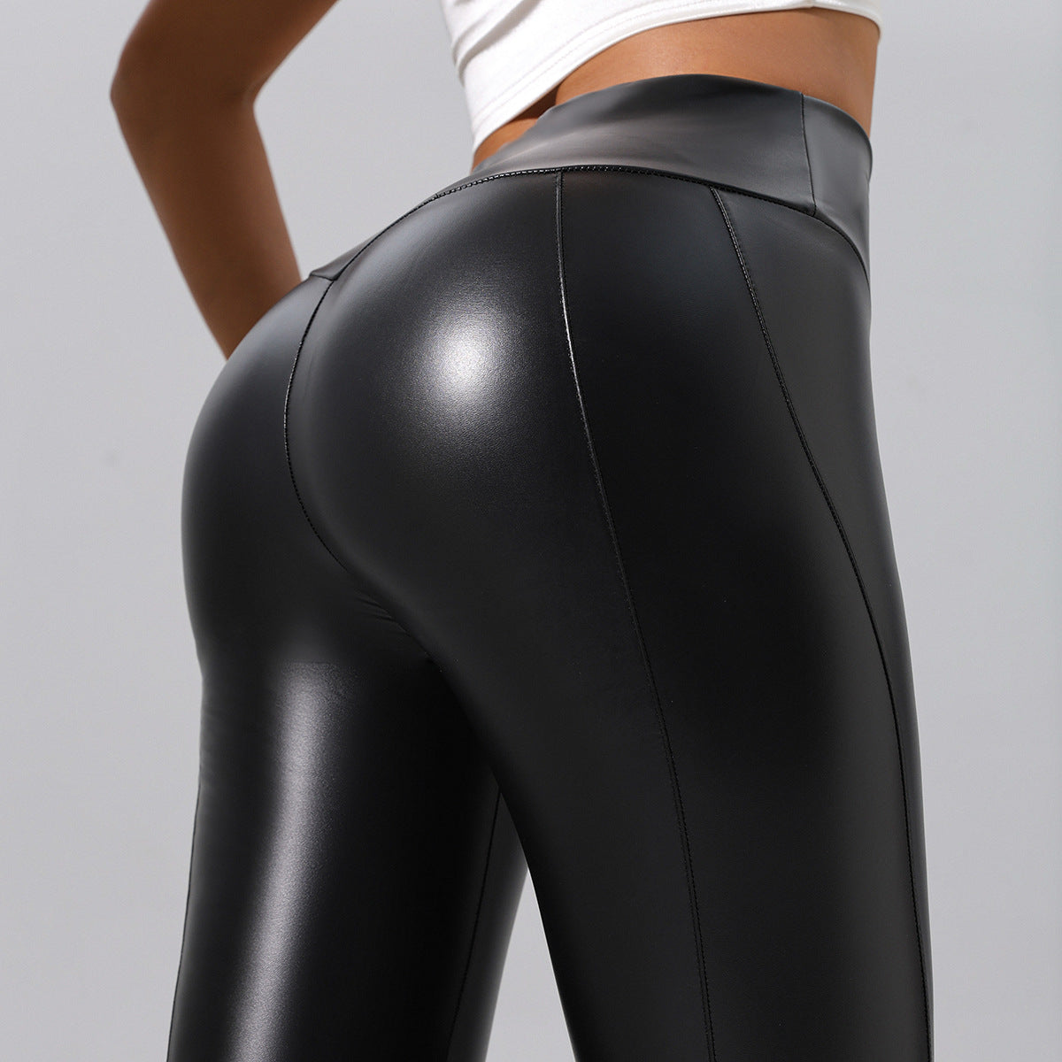 Women’s Patchwork Leather Pants for Running, Fitness and Yoga FitiqueFit