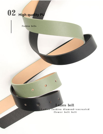 2023 Women'S Fashion Accessory, Elegant Alloy Rhinestone Pin Buckle Belt, Versatile Dress Decorative Accessory, Casual & Sporty Style, Hand Washable - Ideal for Weekend and Festive Occasions, Weekend Casual Wear|Elegant Acces NovaCart