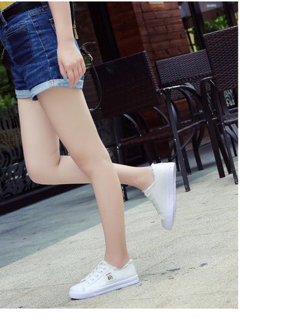 Women'S Casual Round Toe Solid Color Canvas Shoes, Small White, Flat Bottom, PVC Sole, Fabric Upper And Insole, Hand Wash, No Dry Clean, Spring, Autumn, All Season 2022 NovaCart