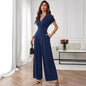 Three-Quarter Sleeve Pleated Wide-Leg Jumpsuit | 2 Colors S–XL FitiqueFit