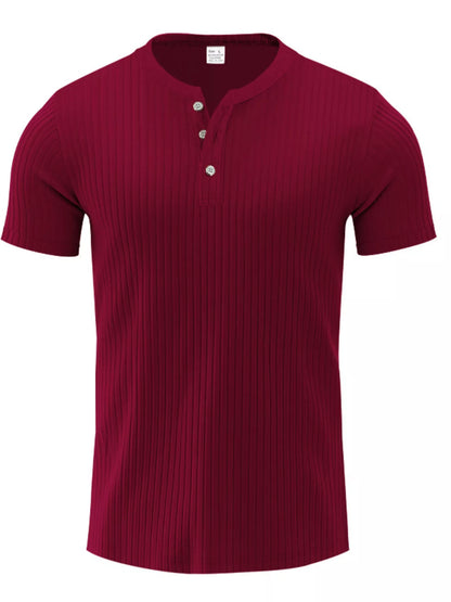 Men's Full Size Ribbed Button-Down Casual T-Shirt Plus Size New Era Fashion LLc