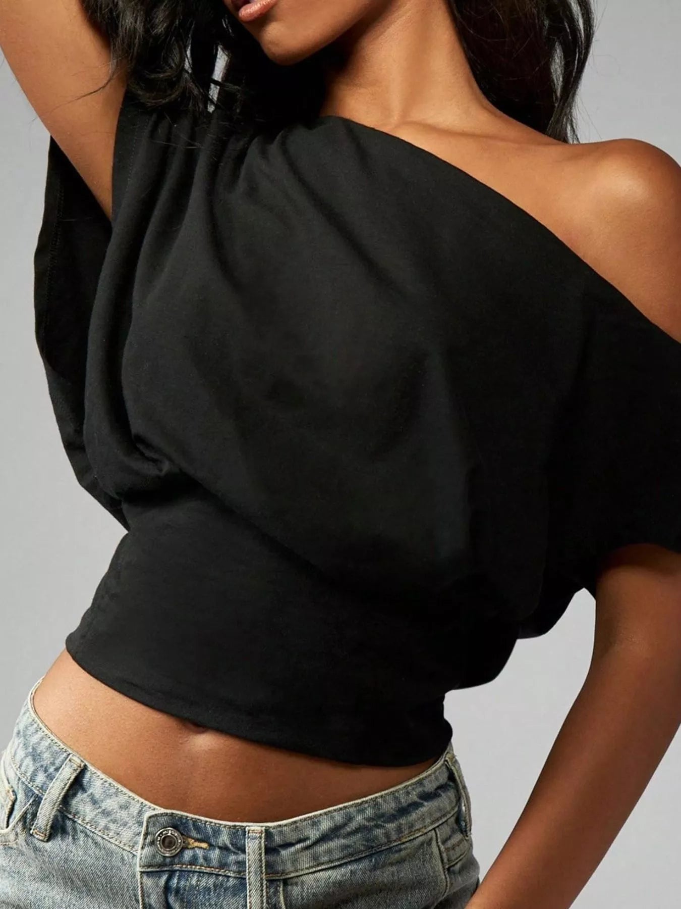 One Shoulder Crop T-Shirt New Era Fashion LLc