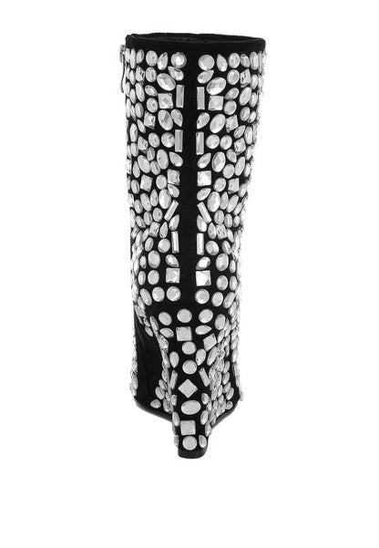 Trend Titan Diamante Slim Wedge Heel Boots Shop Style & More | Fresh Looks, Everyday Deals & Free Shipping