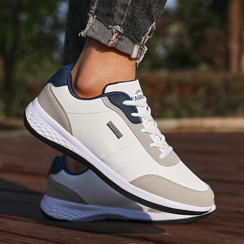 VanWeir Lightweight Men'S Shoes | Navy Blue/White, Lace-up sneakers with MD/TPR Sole, Breathable Fabric Lining for Outdoor, Hiking & Casual Wear NovaCart