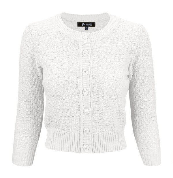 Cute Pattern Cropped Cardigan Sweater  3/4 Sleeve Shop Style & More | Fresh Looks, Everyday Deals & Free Shipping