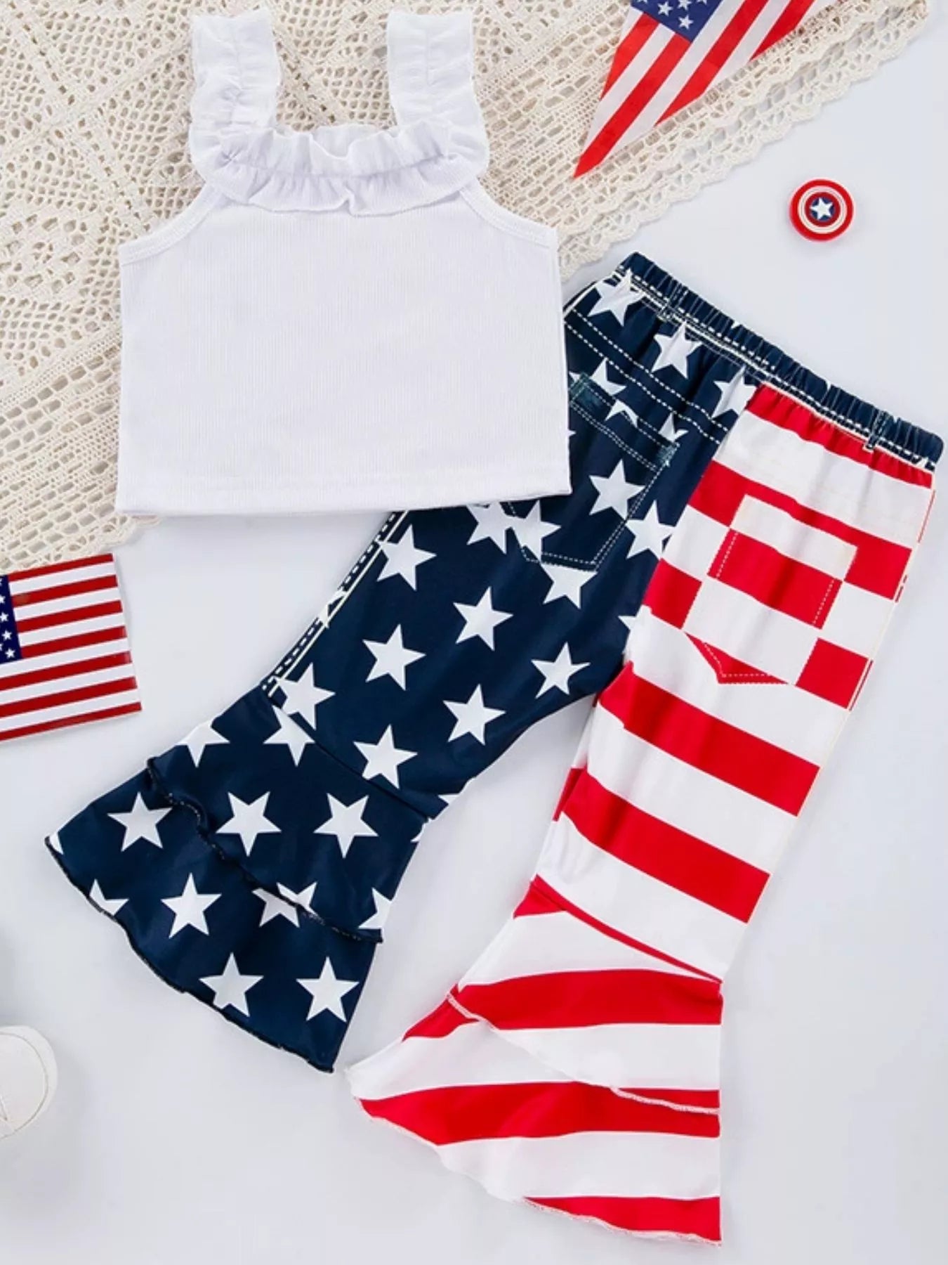 Children's Patriotic Freedom Ruffle Tank and Pants Set New Era Fashion LLc