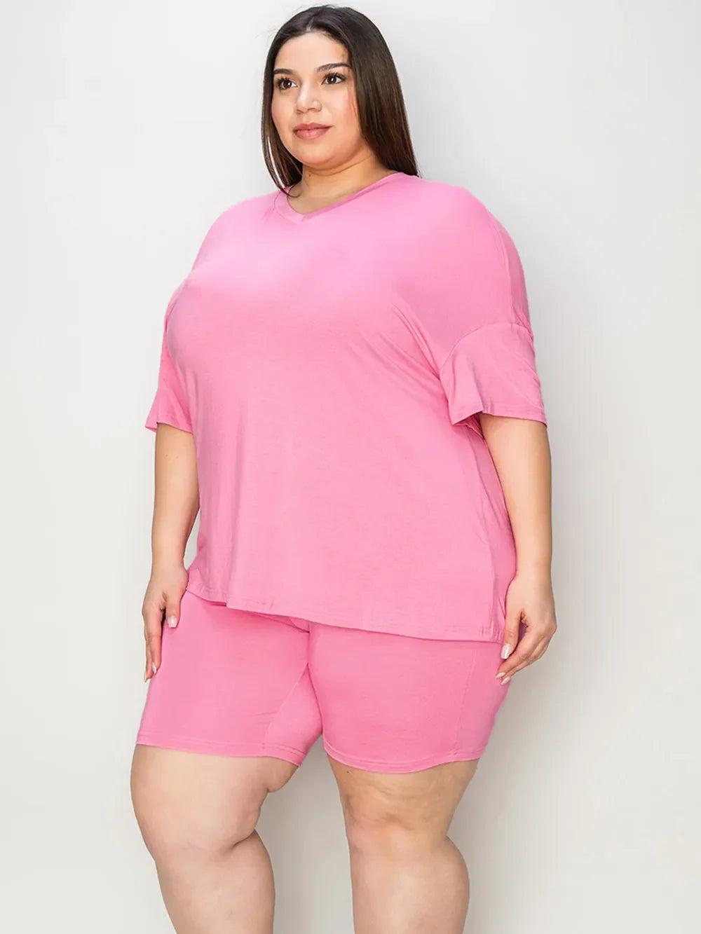 Basic Bae Full Size V-Neck Drop Shoulder T-Shirt and Shorts Set New Era Fashion LLc