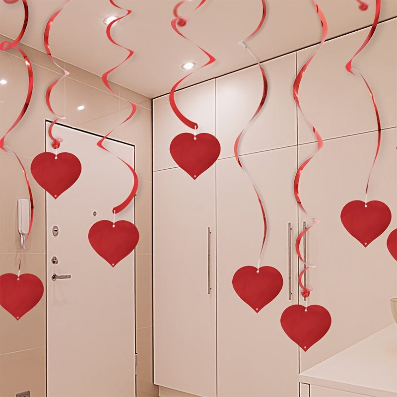 6pcs Heart Spiral Hanging Decorations - Perfect for Holiday Parties & Celebrations, Perfect for Winter, New Year NovaCart