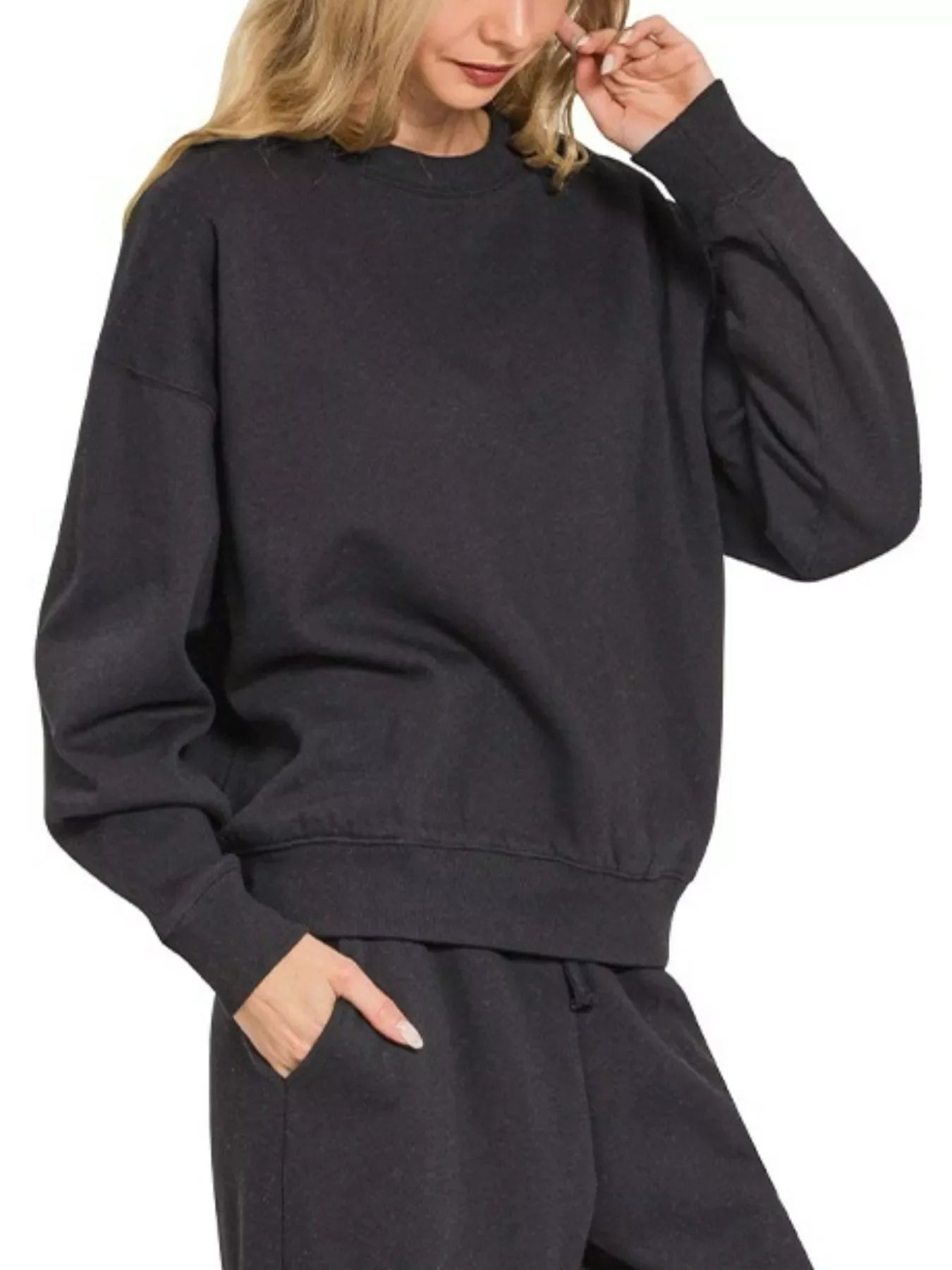 Zenana Fleece Long Sleeve Top and Sweatpants Set West2East Surf