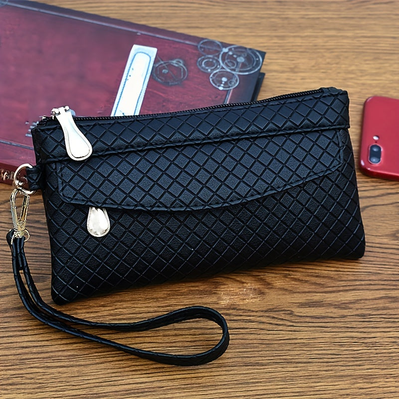 Women's Argyle Quilted Clutch Bag - Multi Zipper Wristlet Bag For Phone & Coin, Fashion Handbag - For Women - Suitable for Evening Parties & Casual Outings - Perfect Gift for Her NovaCart